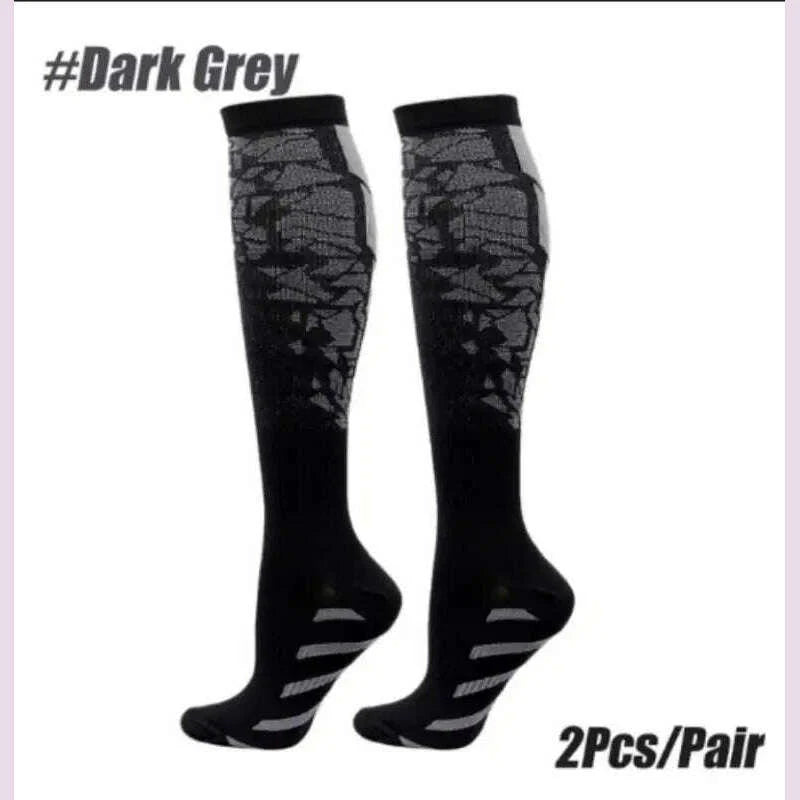 1 Pair Compression Sports Socks for Women and Men - Calf Support Socks for Running Nurses Flight Pregnancy Circulation Athletic