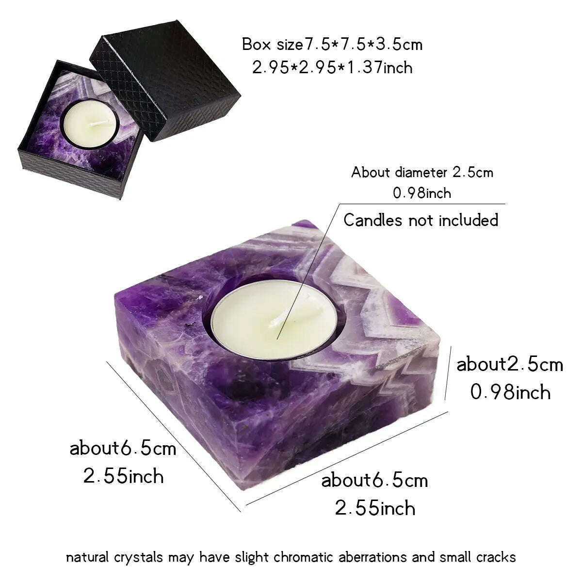 1pc Natural Crystal Raw Stone Square Rose Quartz Rough Candlestick Clear Quartz Smokeless Candle Home Decoration