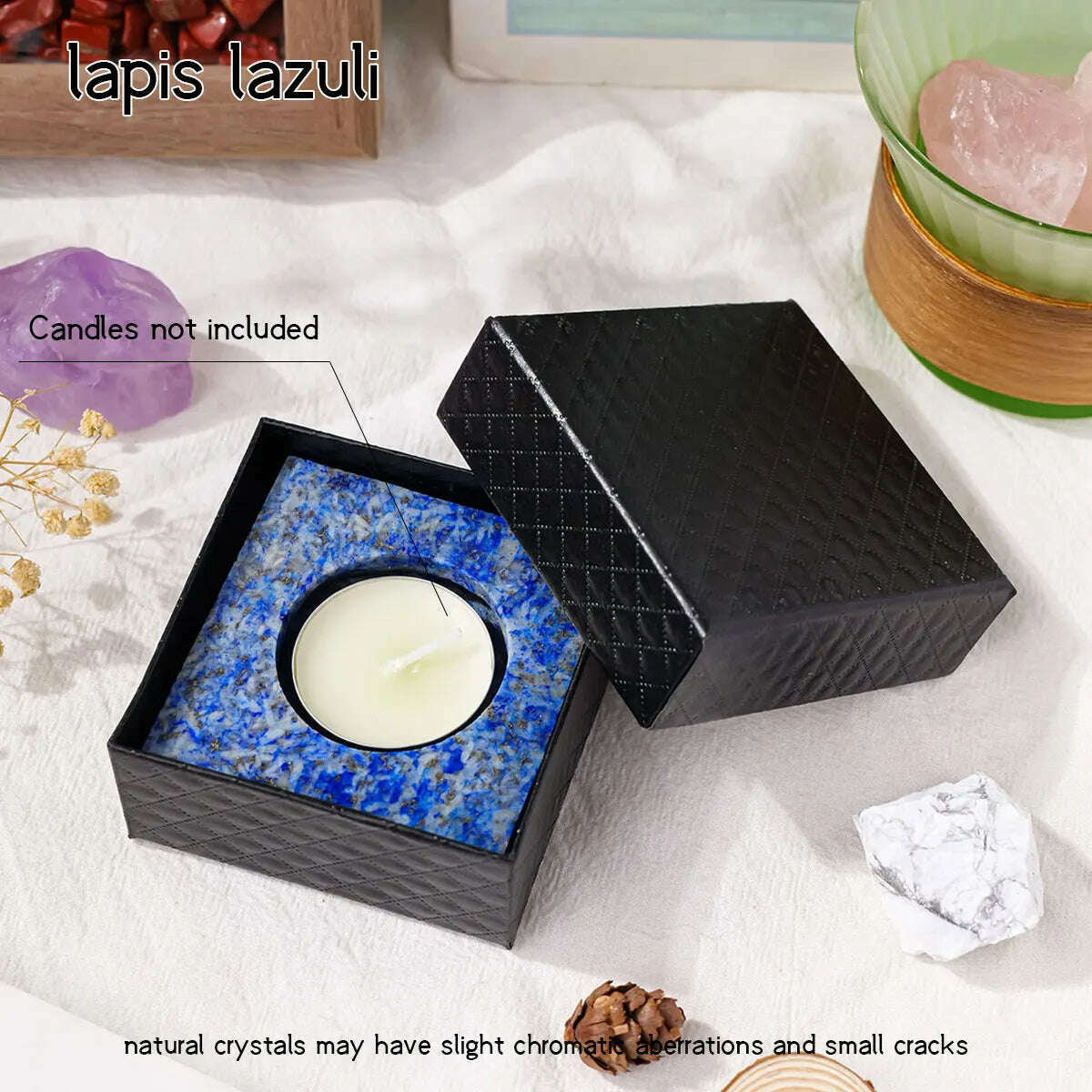1pc Natural Crystal Raw Stone Square Rose Quartz Rough Candlestick Clear Quartz Smokeless Candle Home Decoration