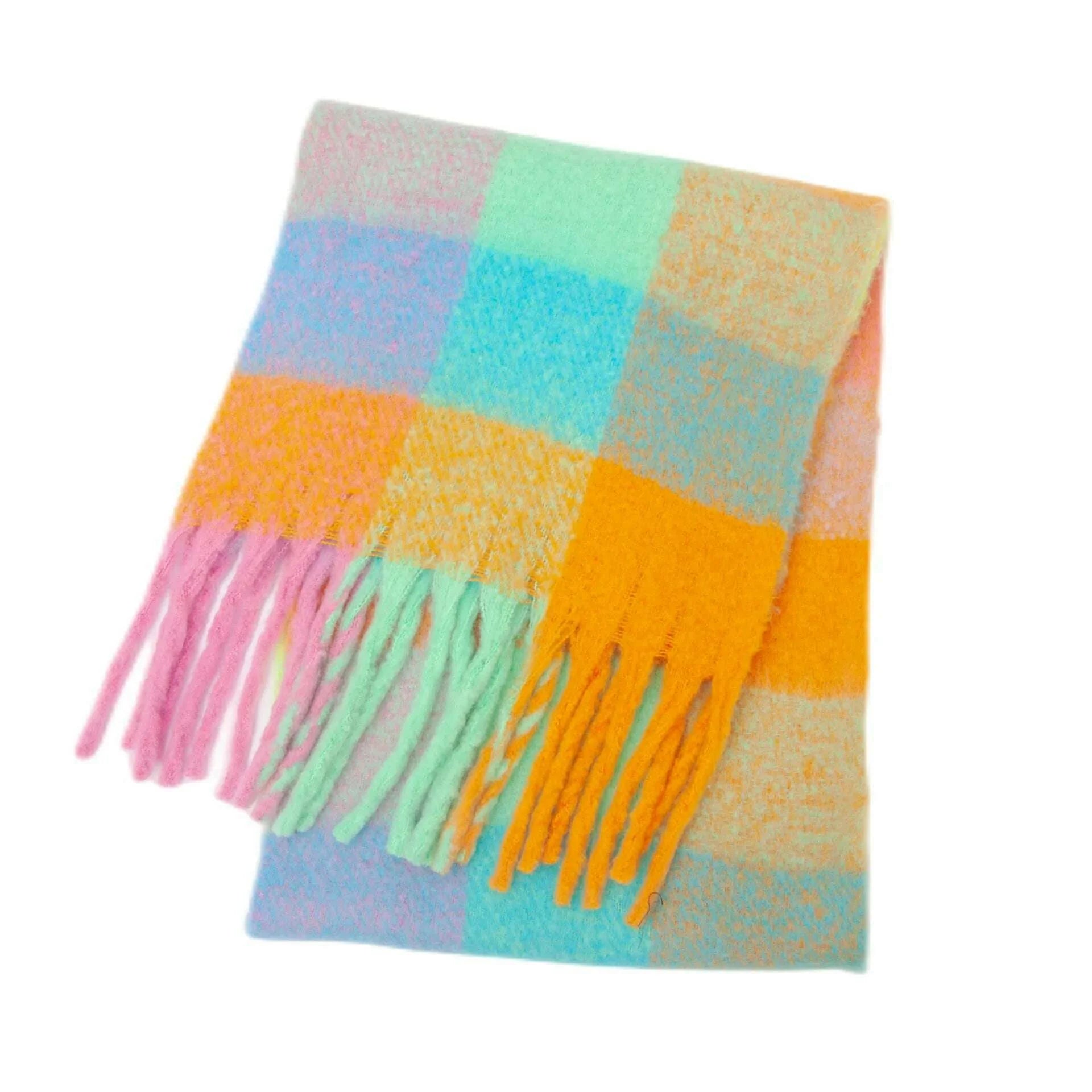 2024 Winter Thick Warm Scarf Women Cashmere Shawl and Wraps Pashmina Neckerchief Bufanda Female Rainbow Hairy Tessel Echarpe New