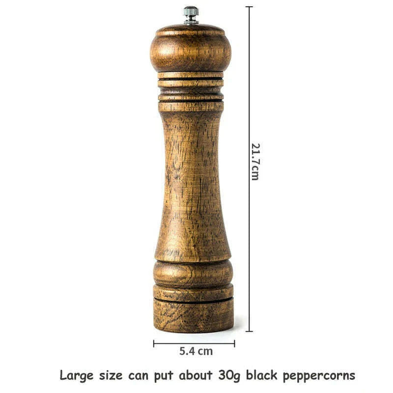 5" 8" 10" Salt and Pepper Grinder, Solid Wood Spice Pepper Mill with Strong Adjustable Ceramic Grinder Kitchen Cooking Tools