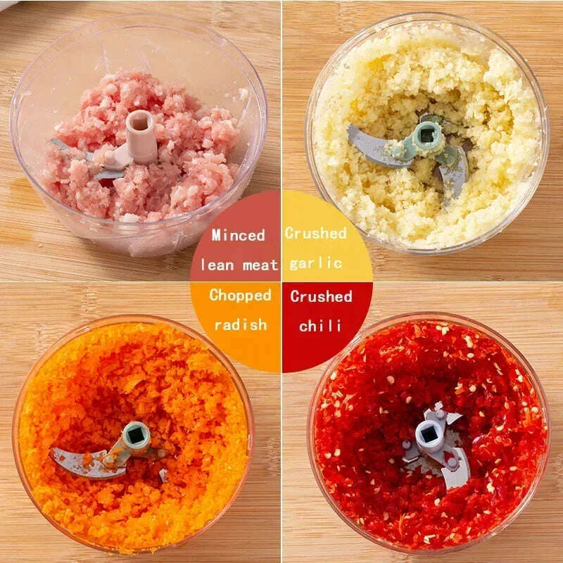 500/900ML Garlic Chopper Manual Rotate Vegetable Cutter Chopper Slicer Fruit Garlic Crusher Kitchen Gadget Blenders Meat Grinder