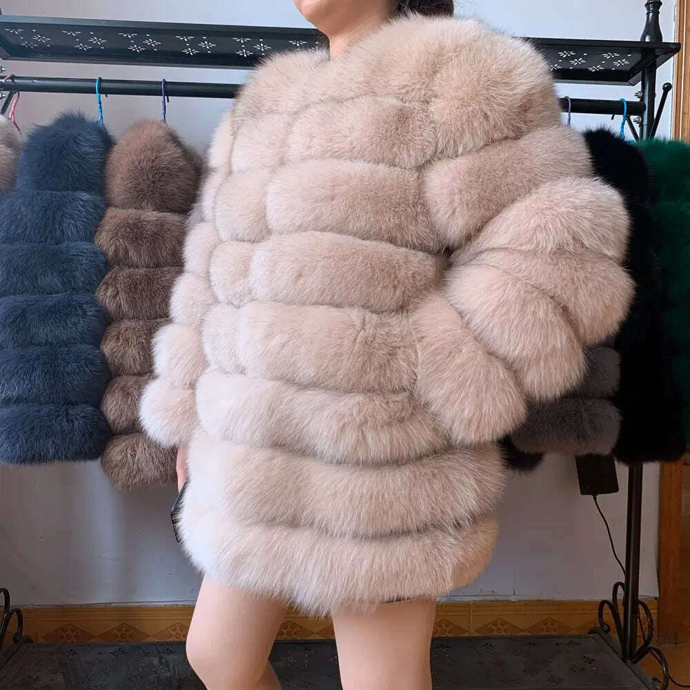 70CM 4in1 New Fast Shipping New Fashion Women Fashion Real Natural Fox Fur Long Coat Jacket for Winter Warm Over Coat