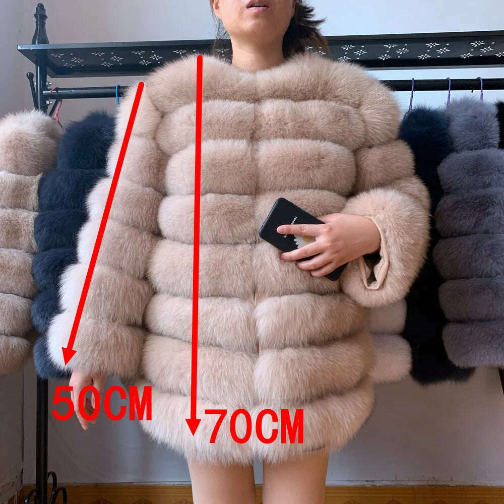 70CM 4in1 New Fast Shipping New Fashion Women Fashion Real Natural Fox Fur Long Coat Jacket for Winter Warm Over Coat