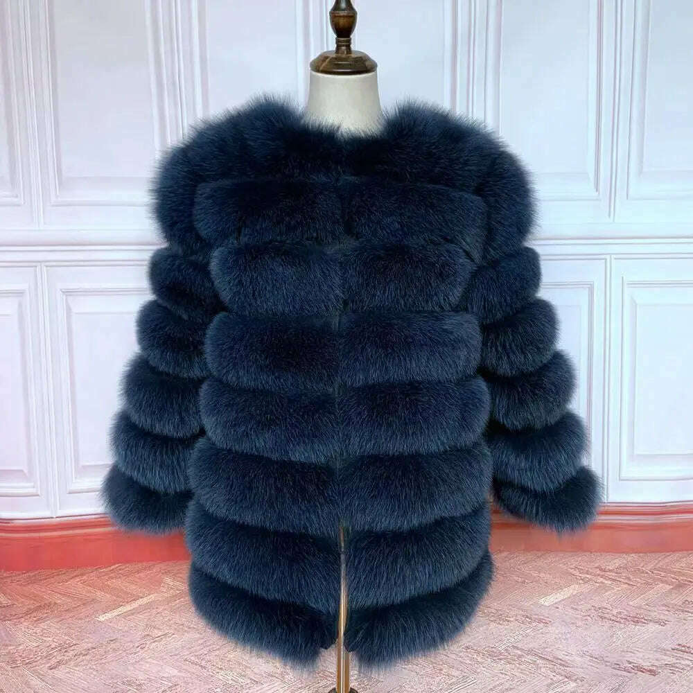70CM 4in1 New Fast Shipping New Fashion Women Fashion Real Natural Fox Fur Long Coat Jacket for Winter Warm Over Coat