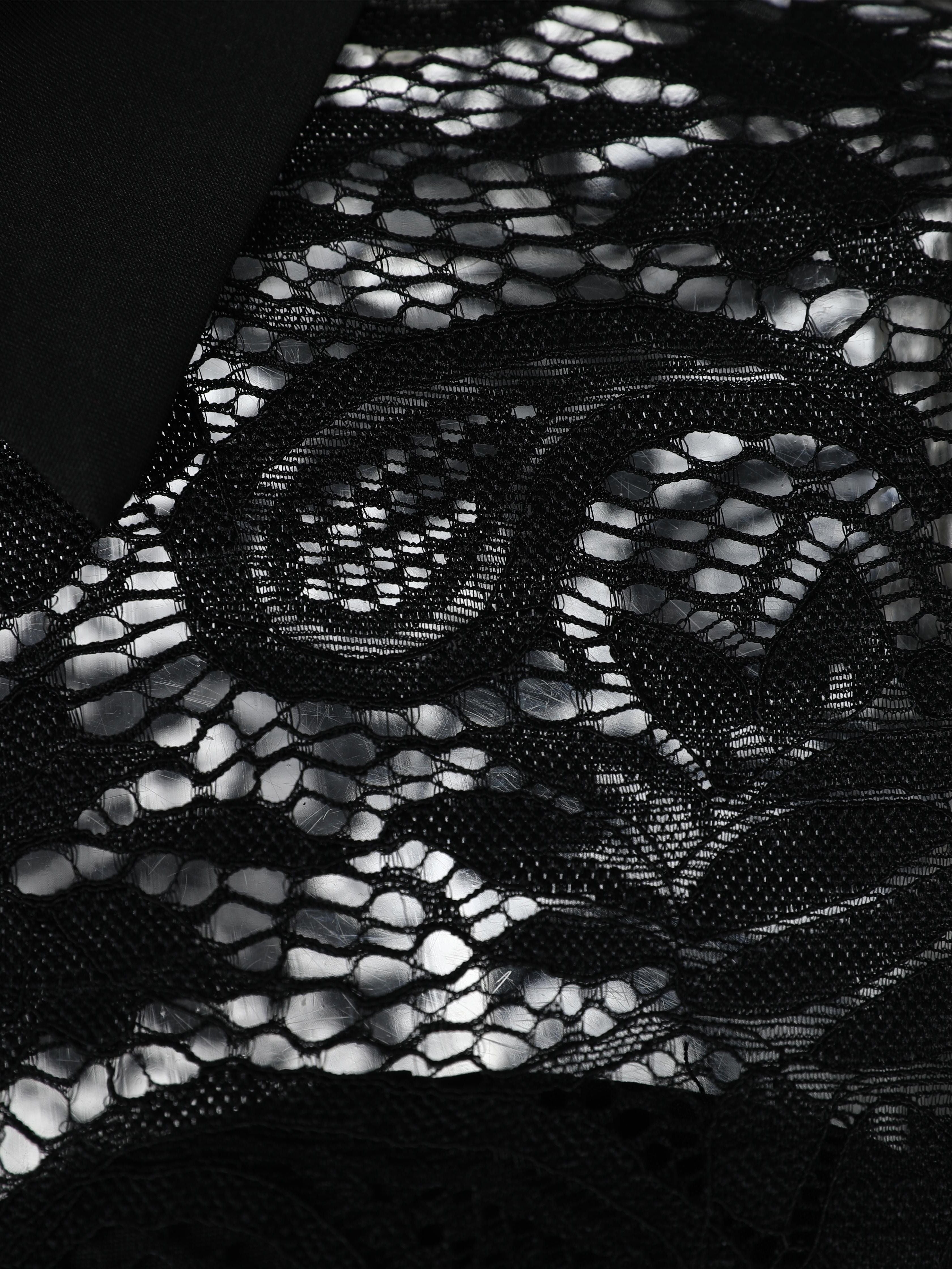 Elegant Lace-Trimmed Long Sleeve Bodycon Dress - Stretchy Polyester Blend, Perfect for Spring/Fall Events