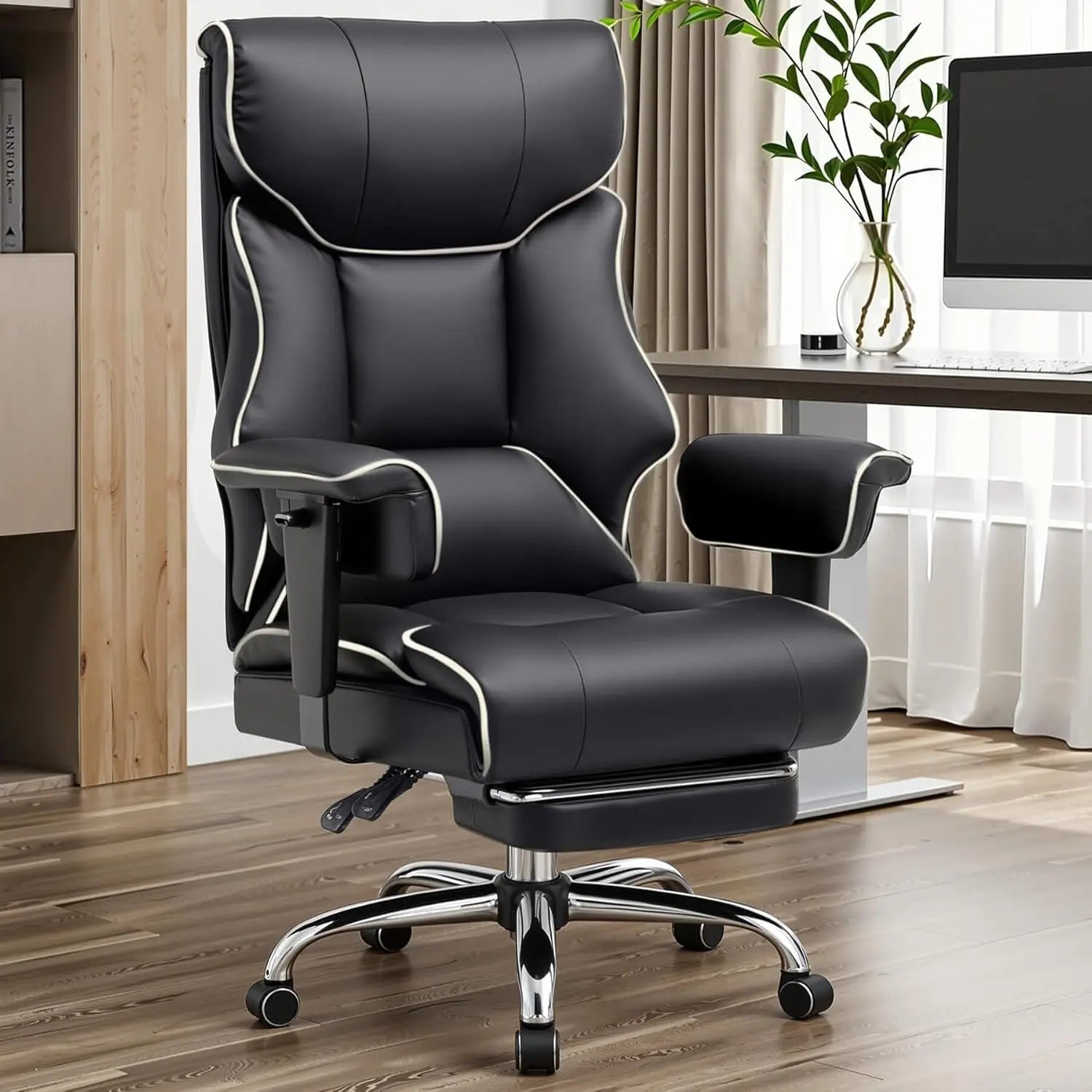 COMHOMA Big and Tall Office Chair 400lbs High Back Leather Executive Chair with Ergonomic Lumbar Support & Pocket Spring...
