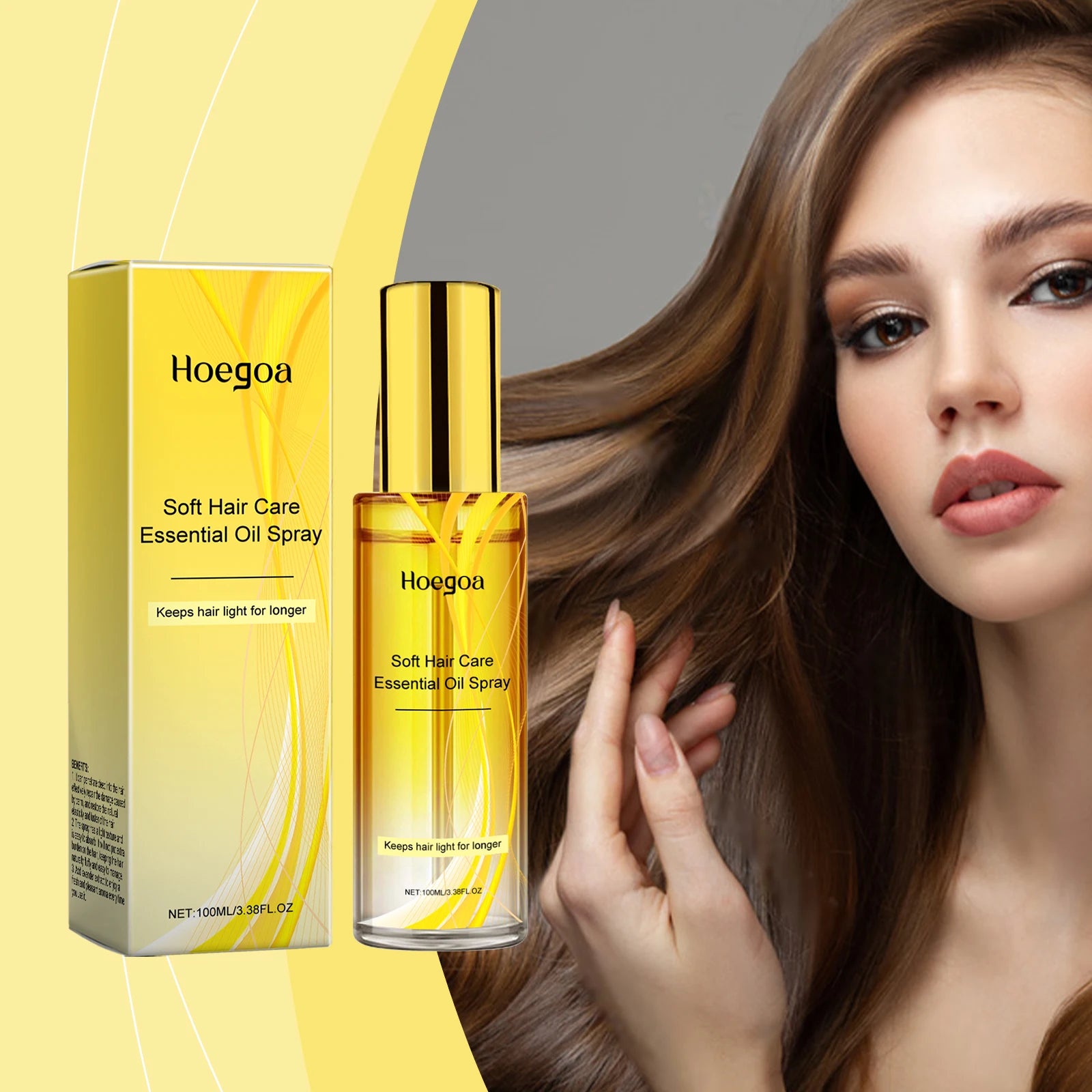 Hoegoa 100ml Hair Care Serum Oil Spray Nourish Scalp Smooth Hair Shine Conditioner Repair Dry Breakage Soften Hair Essential Oil
