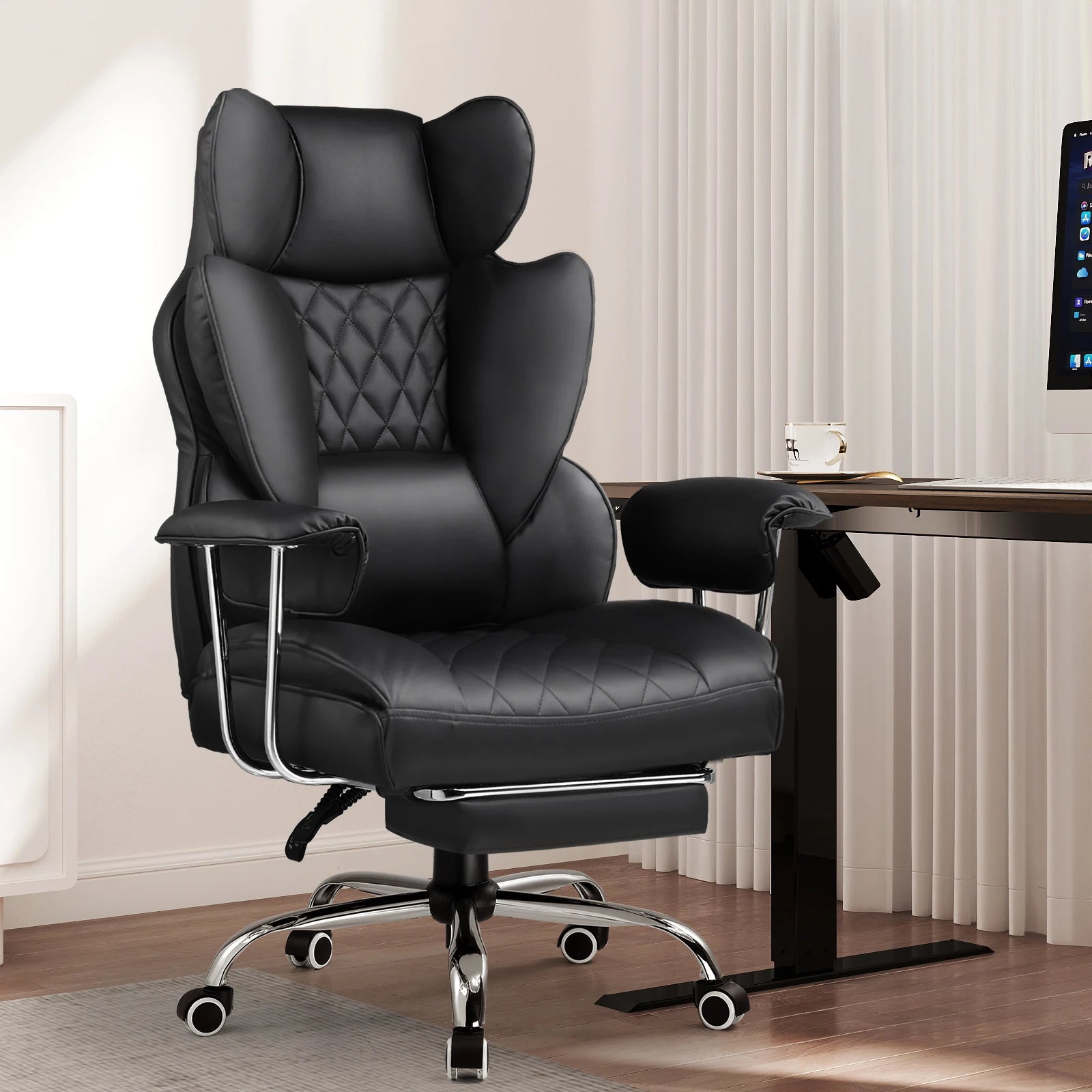 Big and Tall Gaming Chair with Pocket Spring Lumbar Support, Ergonomic Office Chair with Footrest