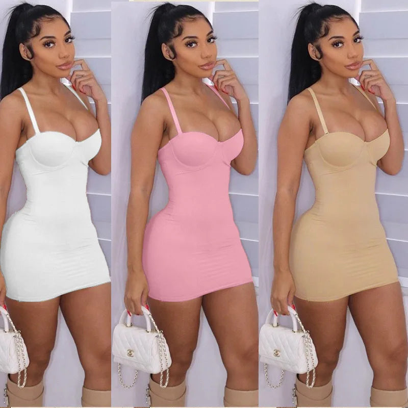 Private Label Custom Fashion Lady Solid Sexy Halter Dress Slim Fit Club Party Women Lady Elegant Bodycon Casual Mini Dress Woman