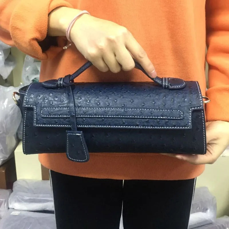 Classic Elegant Ostrich Women Clutch Bag Python Handbags Ladies Tote Bag Fashion Tote Purse Female Messenger Shoulder Bag