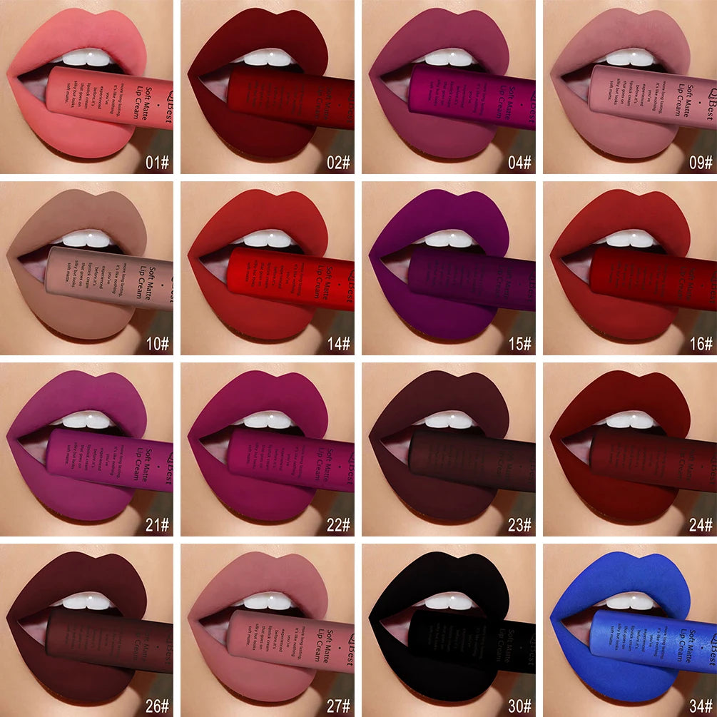 Hot Velvet Matte Nude Lip Gloss Sexy Long Lasting Non-stick Cup Nude Red Liquid Lipstick Waterproof Make-up for Women...