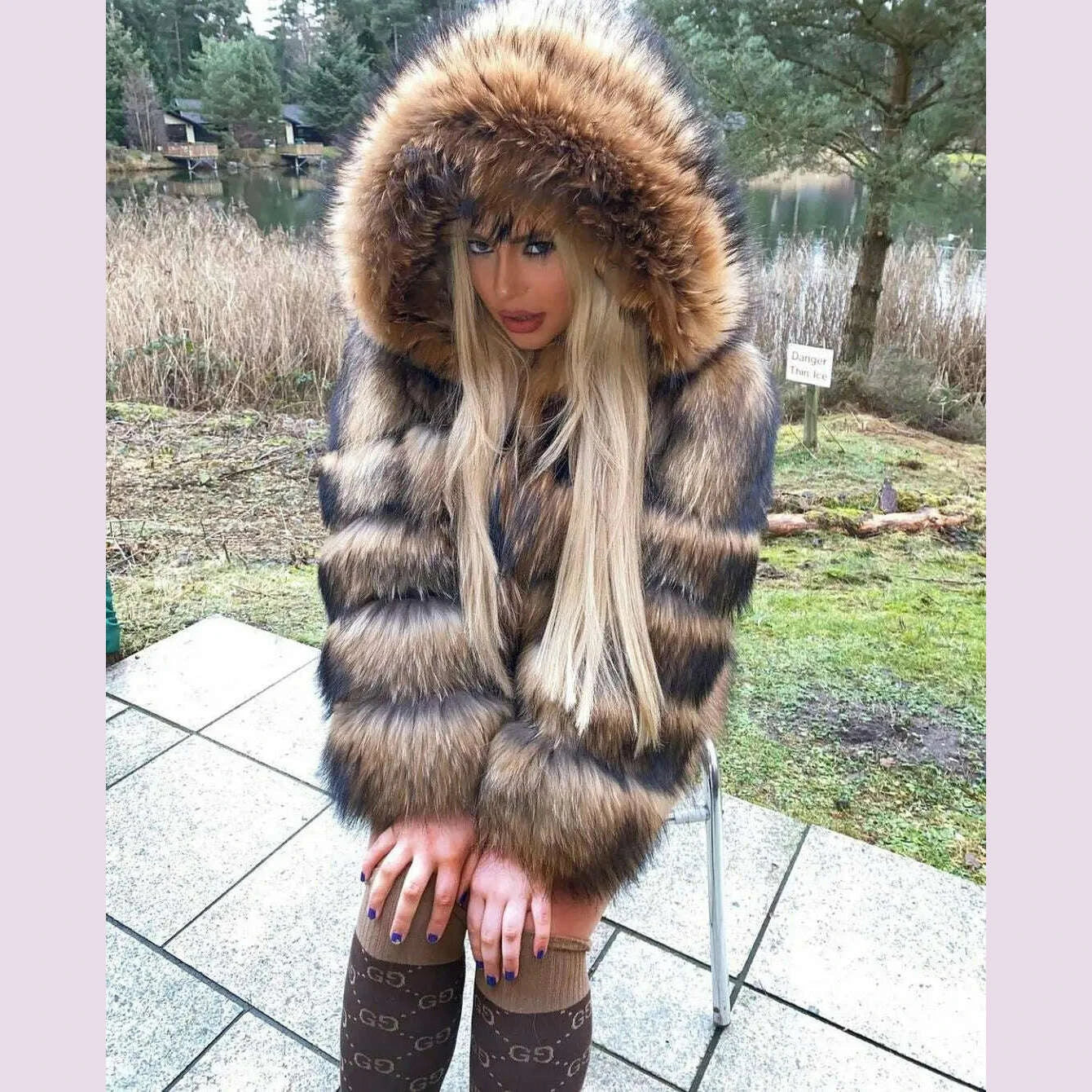 2024 maomaokong Super Hot Winter Women Luxury Thick Real Raccoon Fur Coat Natural Fox Fur Jacket Plus Size Jackets Female Vest