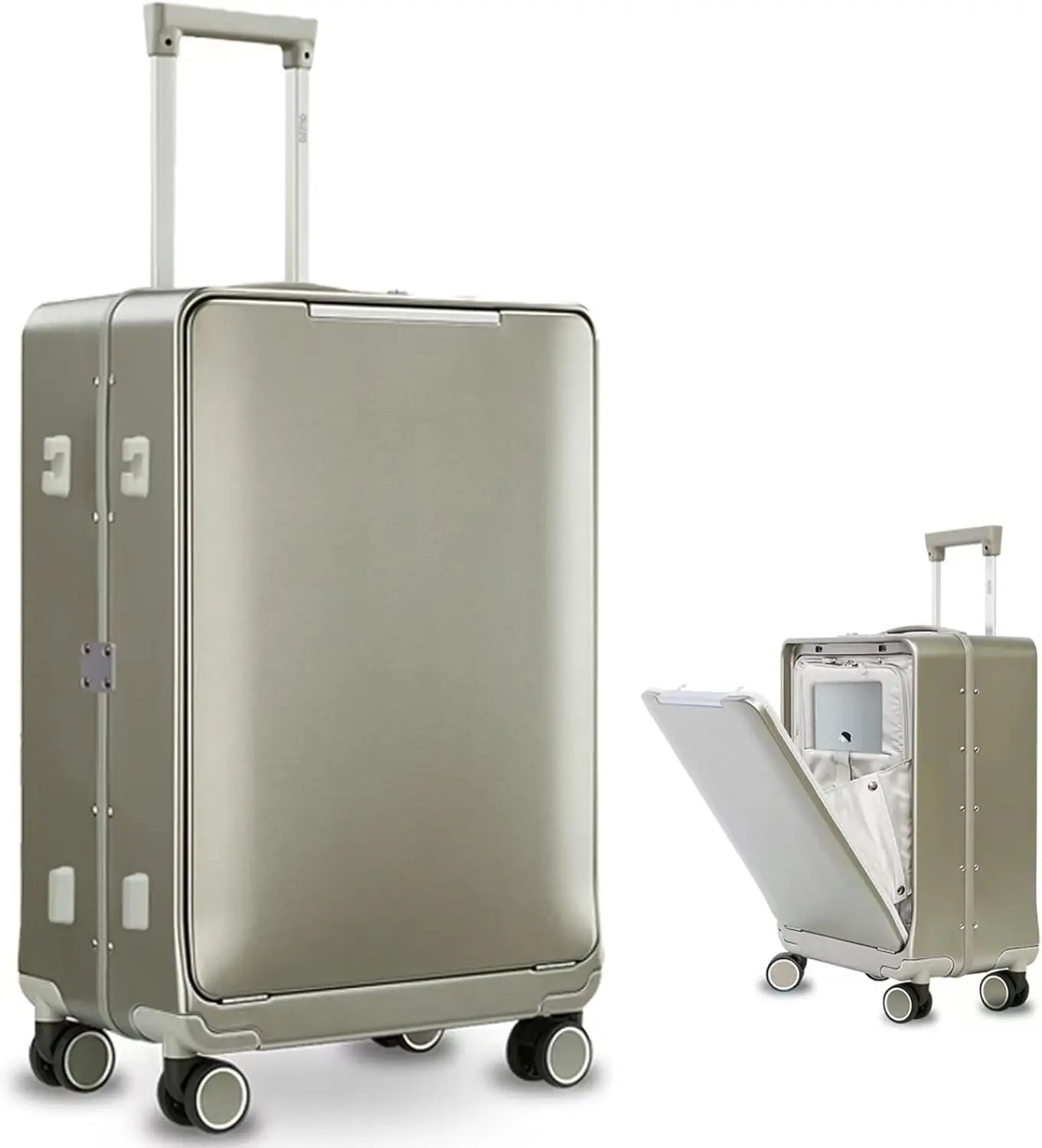 20-inch Front-Opening Grey PC Carry-On Suitcase with TSA Lock Lightweight Durable Luggage for Business Travel & Personal...