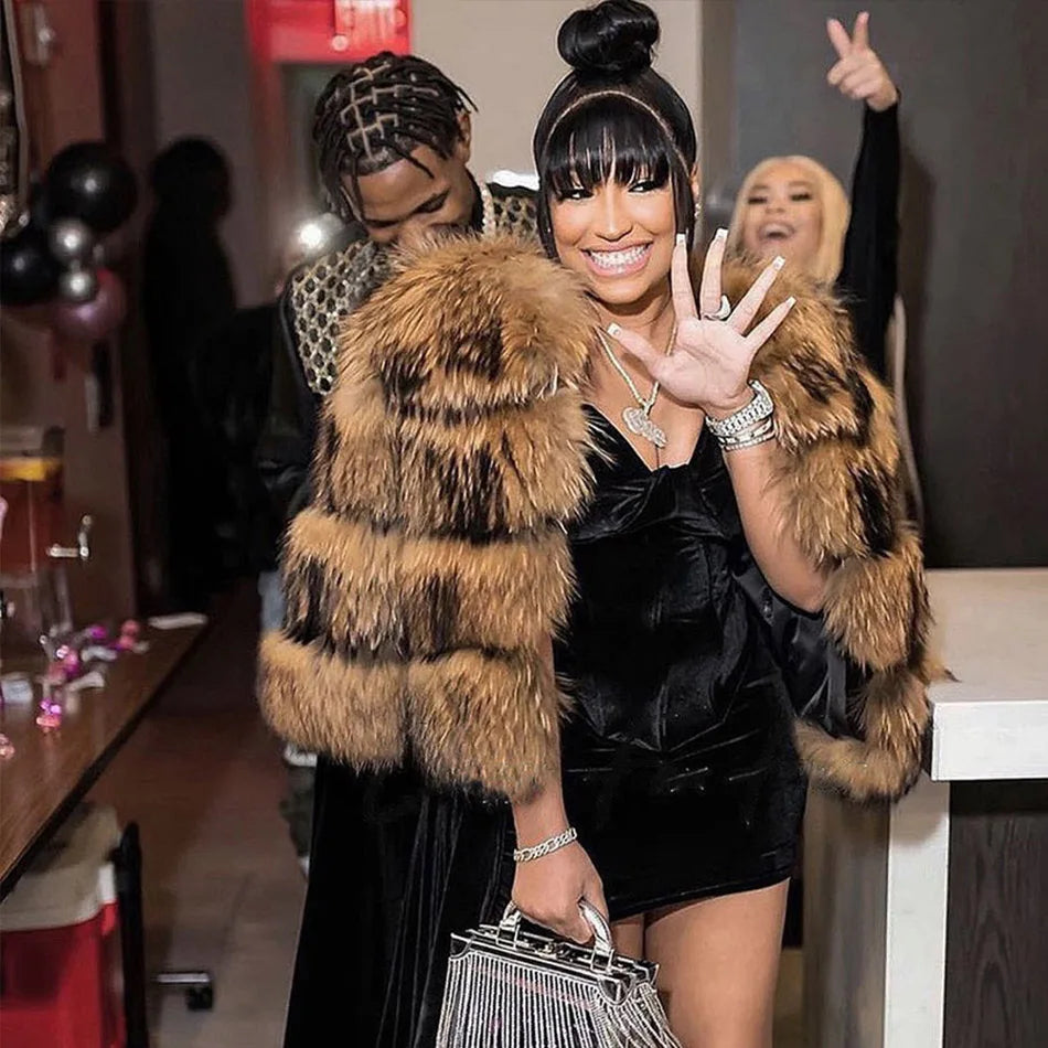 2024 maomaokong Super Hot Winter Women Luxury Thick Real Raccoon Fur Coat Natural Fox Fur Jacket Plus Size Jackets Female Vest