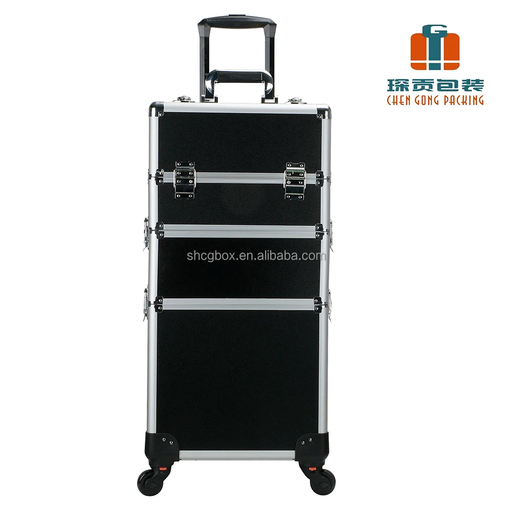 Chen Gong Box New Pattern Makeup Case 4in1 Cosmetic Trolley Makeup Artist Travel Train Case Nail Organizer Box