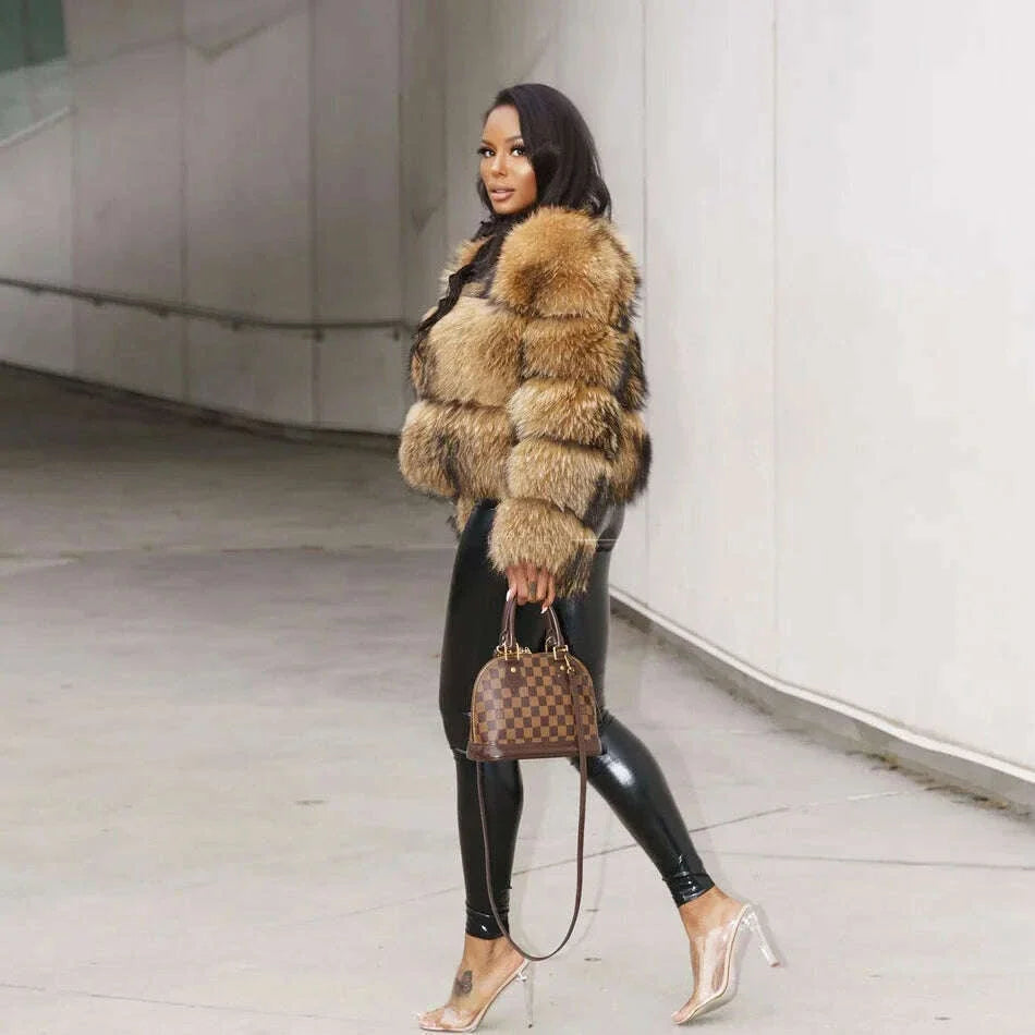 2024 maomaokong Super Hot Winter Women Luxury Thick Real Raccoon Fur Coat Natural Fox Fur Jacket Plus Size Jackets Female Vest