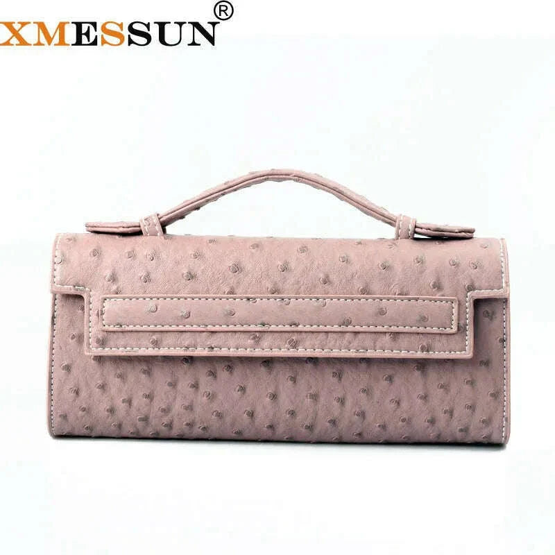 XMESSUN Customized Ostrich Pattern Long Clutch Bag PU Leather Party Tote Bag High Quality Designer Handbags Ins Trendy Bag