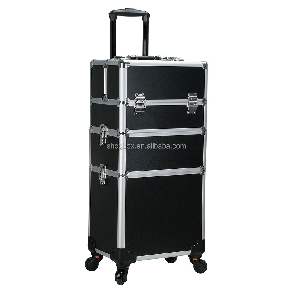 Chen Gong Box New Pattern Makeup Case 4in1 Cosmetic Trolley Makeup Artist Travel Train Case Nail Organizer Box