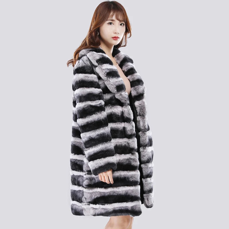 Elegant plush coat keeps warm fur