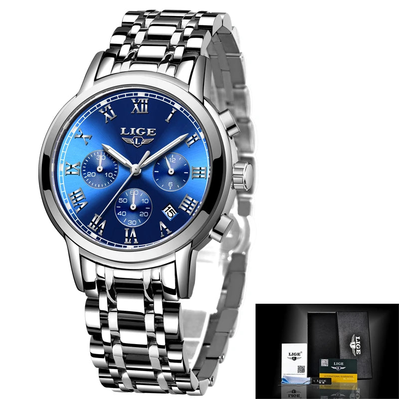 New Fashion Women Watches LIGE Top Brand Ladies Luxury Creative Steel Women Bracelet Watches Female Quartz Waterproof Watch Gift
