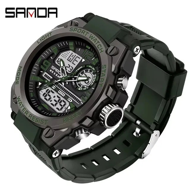 SANDA 6024 2025 Top Brand Men's Digital Watches 5ATM Waterproof Sport Wristwatch Quartz Watch for Men Clock Relogio Masculino - Kimlud