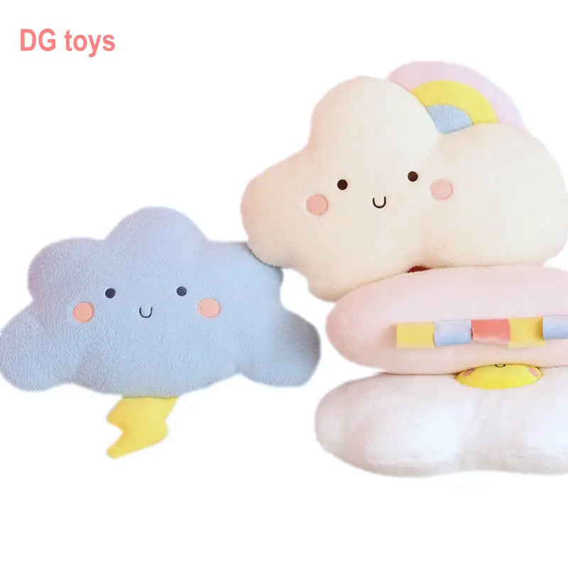 Cute Emotion Face Weather Pillow Stuffed Plush Thunder Dark Clouds Rainbow White Cloud Cushion Baby Bed Room Decor Home Decor - Kimlud