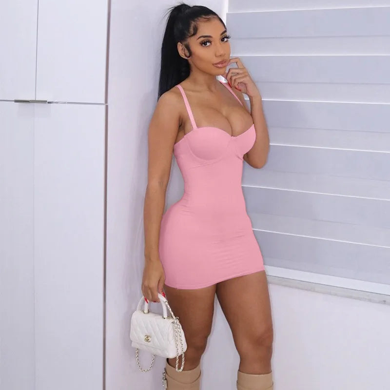 Private Label Custom Fashion Lady Solid Sexy Halter Dress Slim Fit Club Party Women Lady Elegant Bodycon Casual Mini Dress Woman