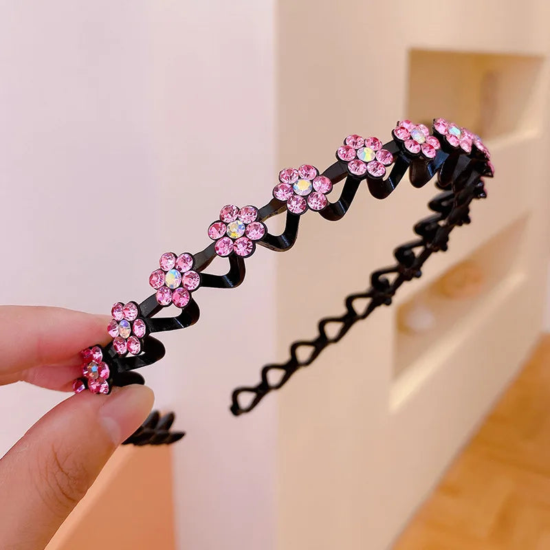 Non-Slip Rhinestone Hairbands Elastic Flower Fashion Pearl Women Hair Hoop Bands Headband Bezel Girls Hair Accessories Headdress