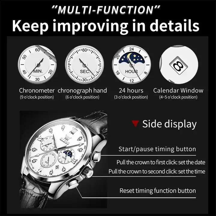 OEM Olevs Watches 2888 2023 New Men's Quartz Watch Fashion Luminous Hands with Date Waterproof Men's Watch Leather Band