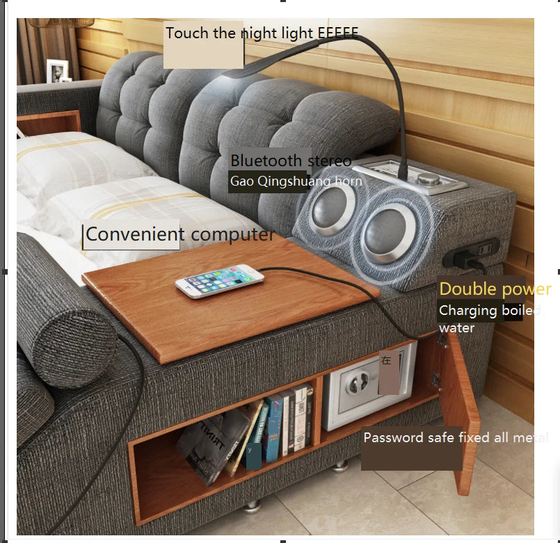 Foshan New environmentally friendly massage multifunctional tatami fabric bed, bed room furniture