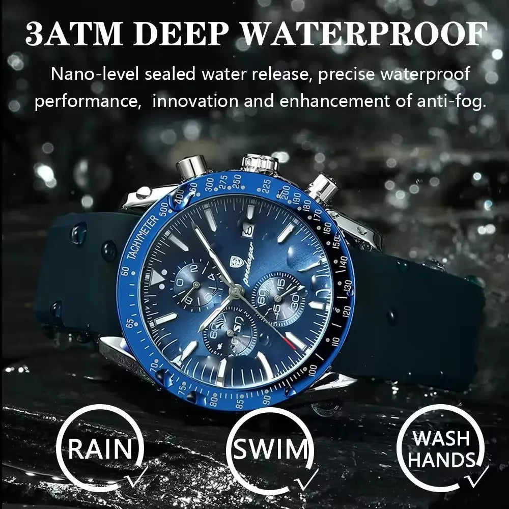 Poedagar 988 P988 Men's Chronograph Quartz Watch Luxury Waterproof Luminous Business Wristwatch for Men Montre Relojes Homme Uhr