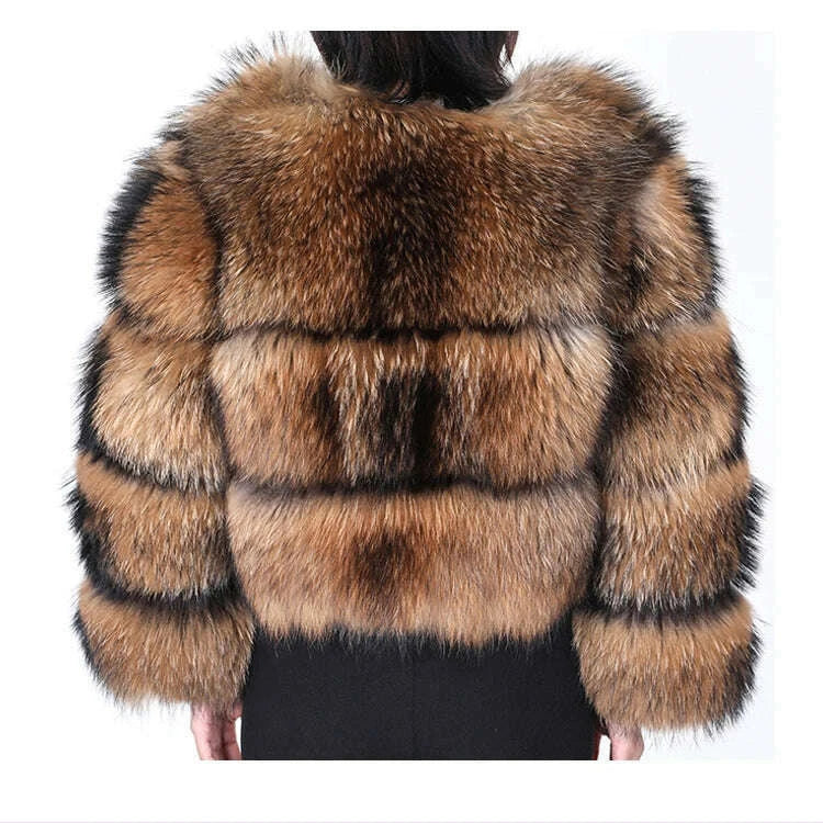 2024 maomaokong Super Hot Winter Women Luxury Thick Real Raccoon Fur Coat Natural Fox Fur Jacket Plus Size Jackets Female Vest