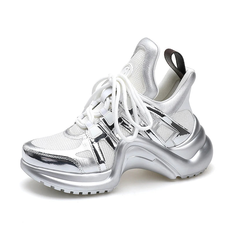 Chaussures Femmes Tendances Hot Pink Shoes Thick Lace Trendy Mujer Sneakers Casual Shoes - Kimlud