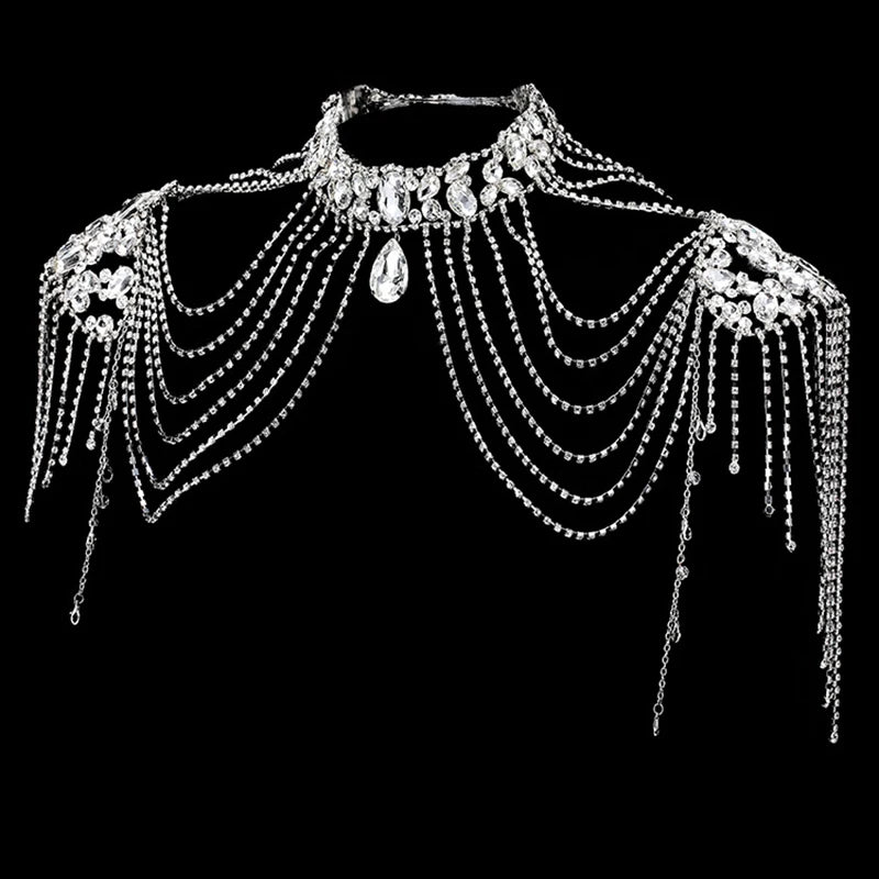 Luxury Crystal Beaded Wedding Bolero Women Bridal Rhinestone Necklace Handmade