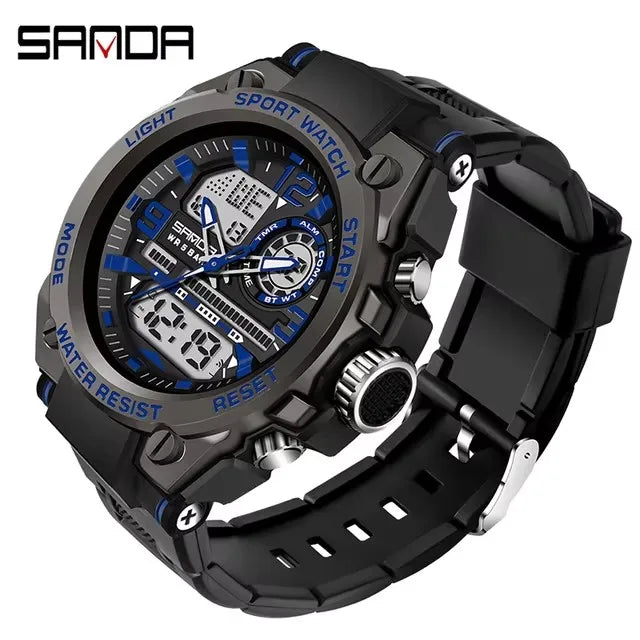 SANDA 6024 2025 Top Brand Men's Digital Watches 5ATM Waterproof Sport Wristwatch Quartz Watch for Men Clock Relogio Masculino - Kimlud