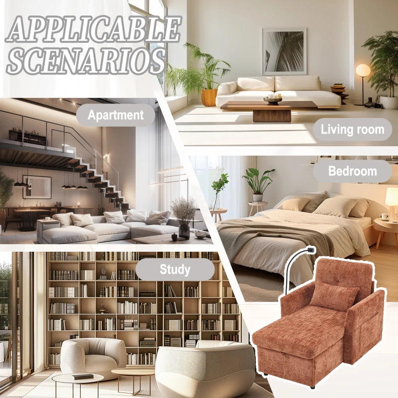 Multifunctional Lazy Person Sofa Recliner Storage Backrest Cell Phone Bracket Chenille Fabric Sponge Modern Design Wood...