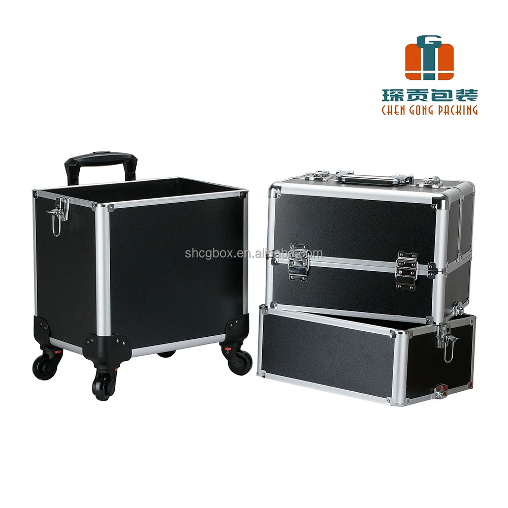 Chen Gong Box New Pattern Makeup Case 4in1 Cosmetic Trolley Makeup Artist Travel Train Case Nail Organizer Box