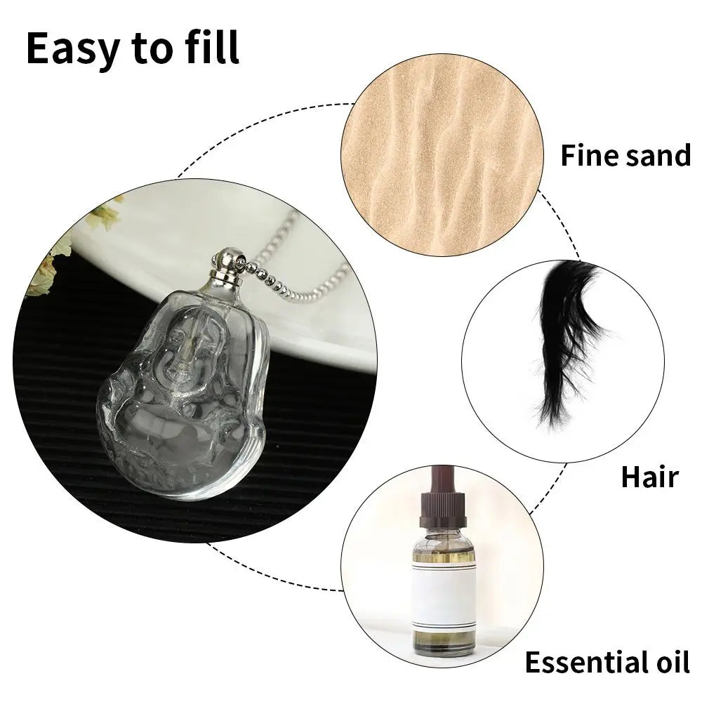 Hollow Bottle Necklace Perfume Jar Pendant Lucky Charm Ash Locket Essential Oil Chain Openable Necklace Clear Crystal Jewelry