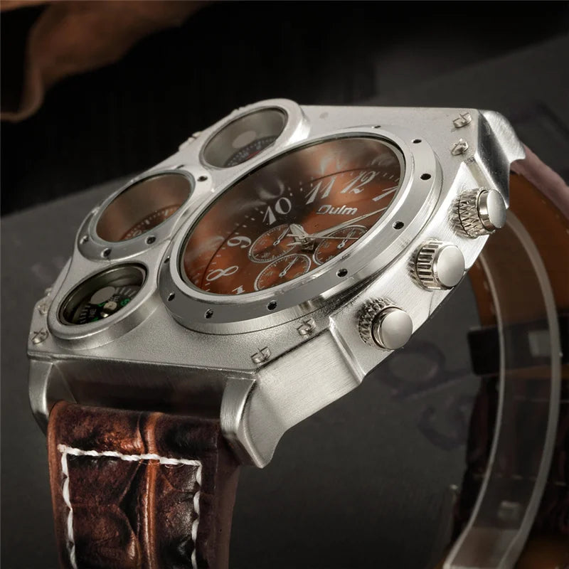 Luxury Sports Watches for Men Top Brand Casual Military Big Dial Cool Man Unique Wristwatch Male Decorative Compass Quartz Clock