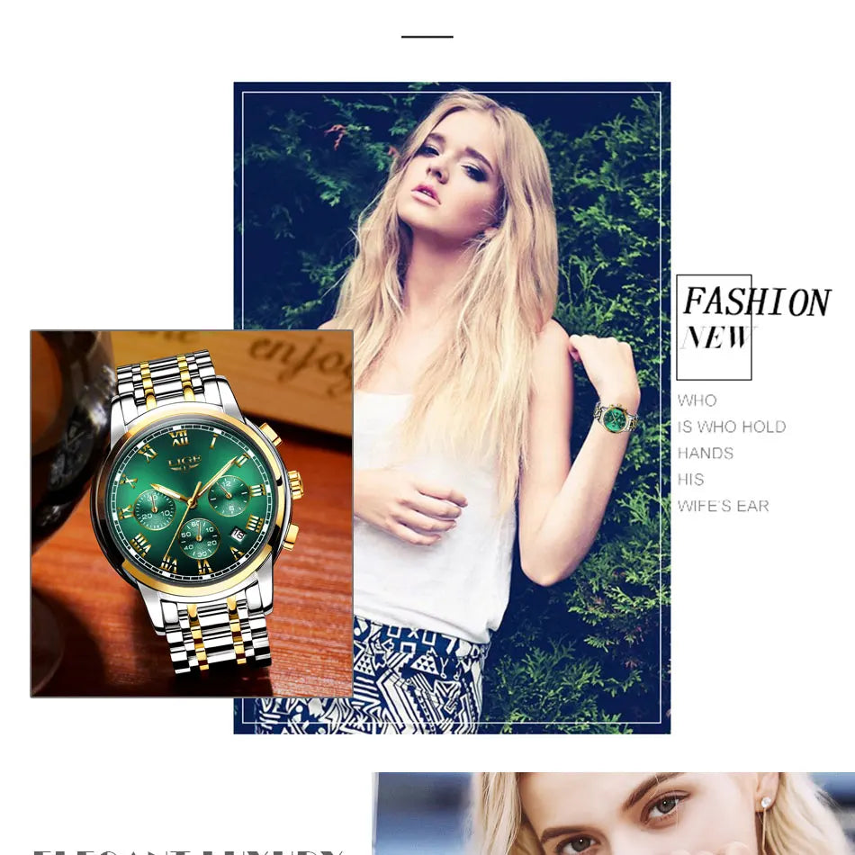 New Fashion Women Watches LIGE Top Brand Ladies Luxury Creative Steel Women Bracelet Watches Female Quartz Waterproof Watch Gift