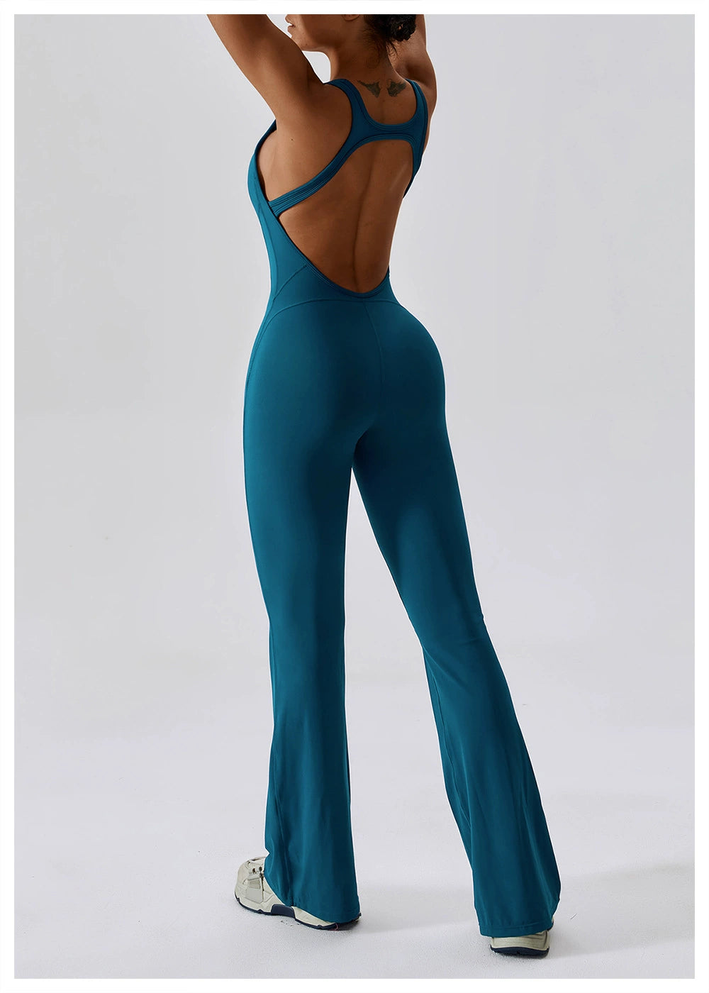 Open Back Quick-Drying Slightly Flared Dance Yoga Clothes Jumpsuit