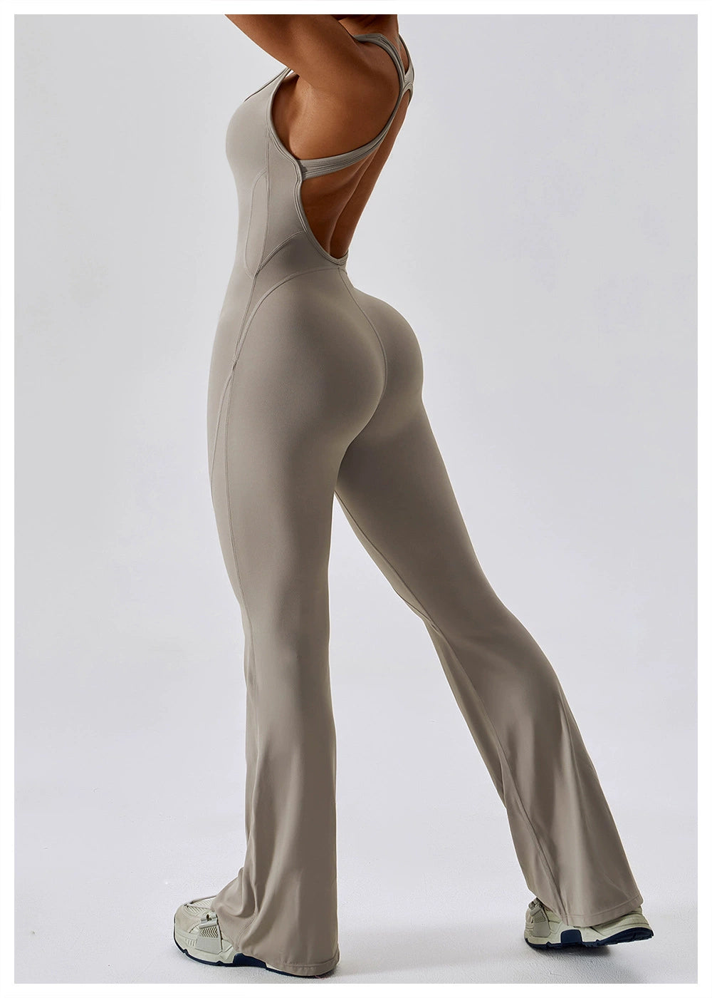 Open Back Quick-Drying Slightly Flared Dance Yoga Clothes Jumpsuit