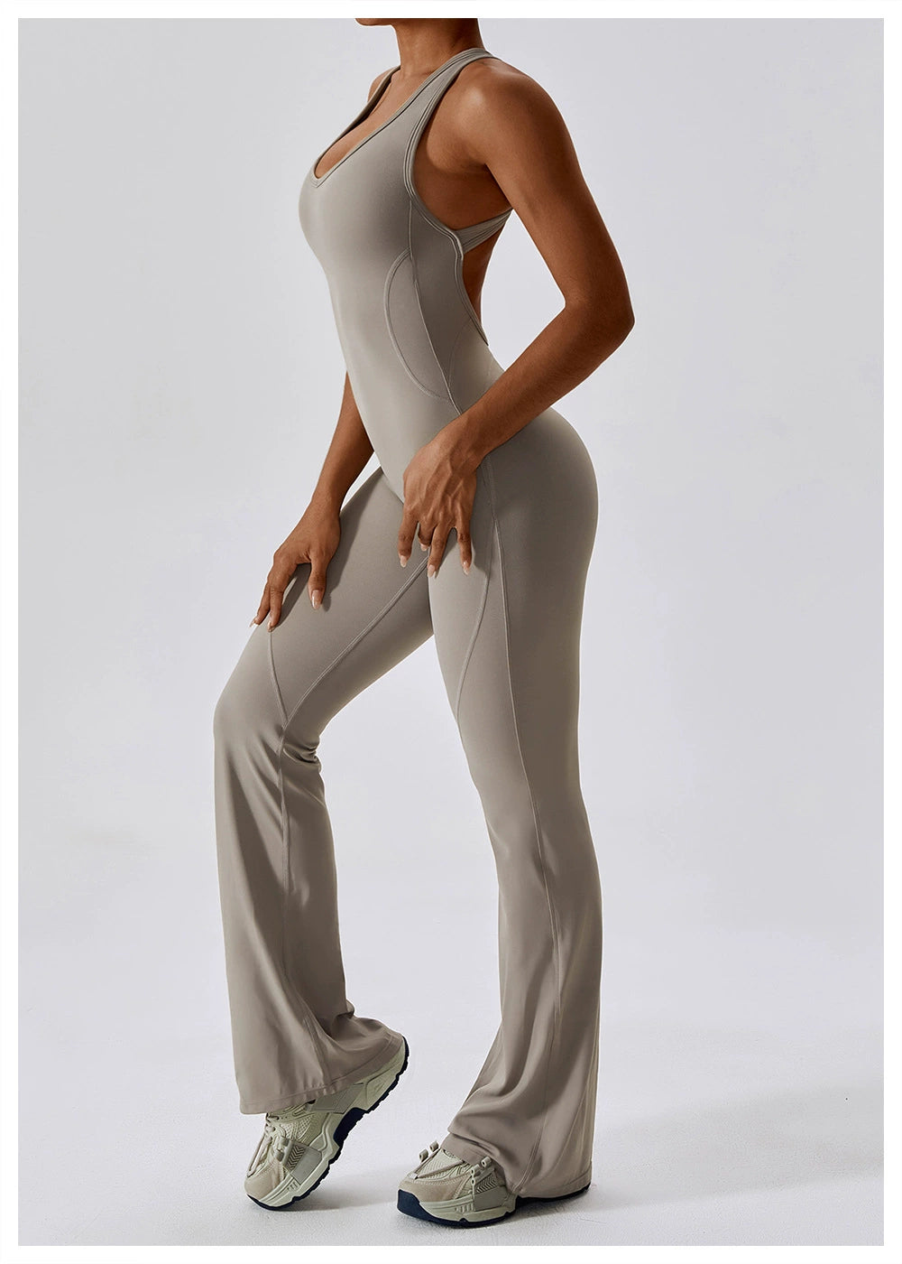 Open Back Quick-Drying Slightly Flared Dance Yoga Clothes Jumpsuit