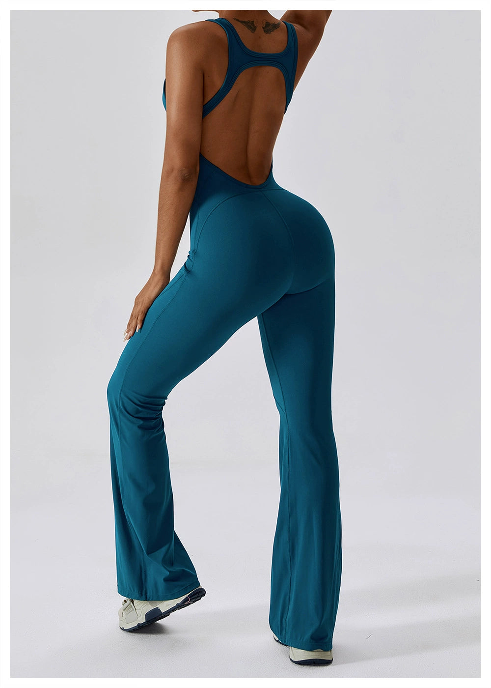 Open Back Quick-Drying Slightly Flared Dance Yoga Clothes Jumpsuit