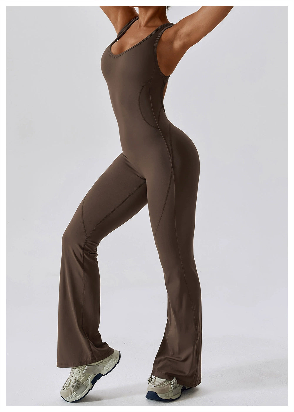 Open Back Quick-Drying Slightly Flared Dance Yoga Clothes Jumpsuit