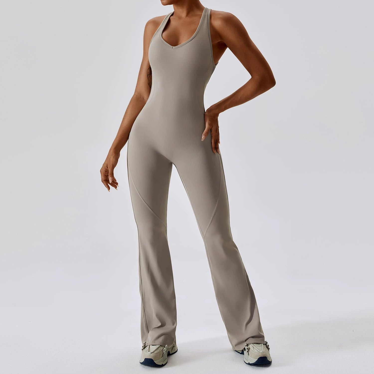 Open Back Quick-Drying Slightly Flared Dance Yoga Clothes Jumpsuit