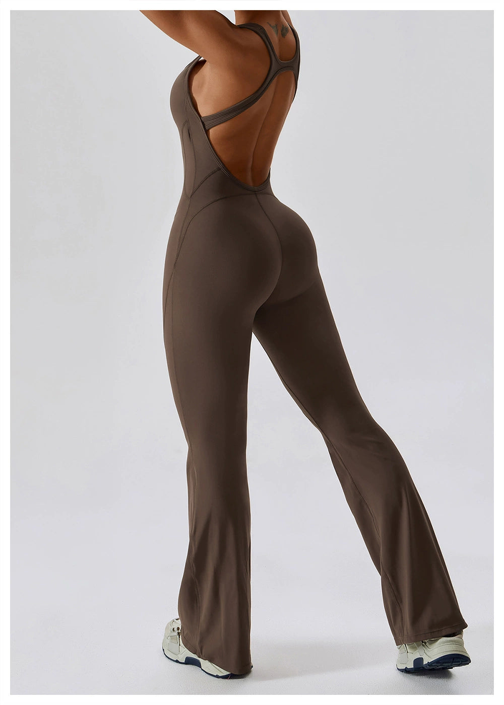 Open Back Quick-Drying Slightly Flared Dance Yoga Clothes Jumpsuit