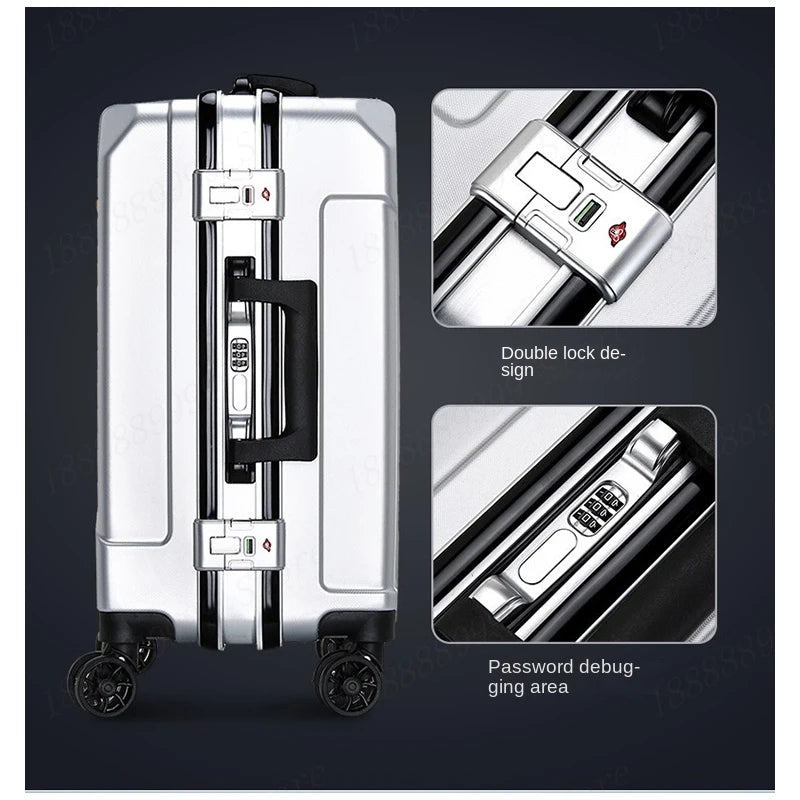 20/24/28 inches Suitcase Luggage Aluminum Frame Trolley Case Universal Wheel Boarding Suitcases New Password Lock Business Trip