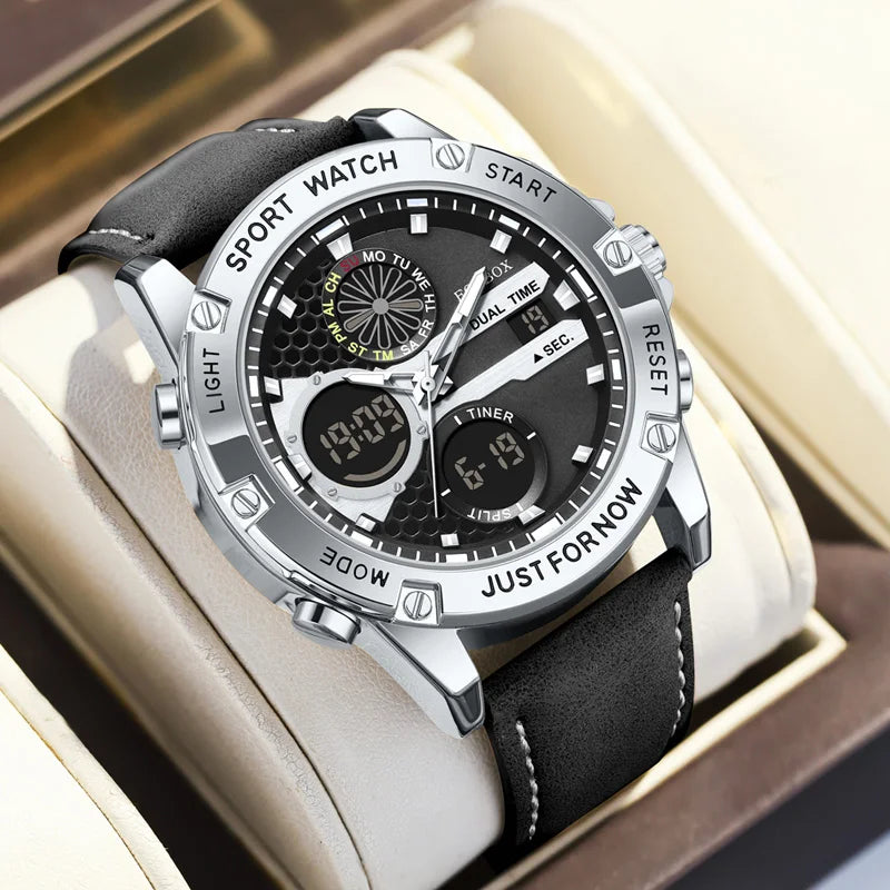 FOXBOX Fashion Military Watches for Men Luxury Original Sports Chronograph Watch Waterproof Quartz Clock Digital WristWatch - Kimlud